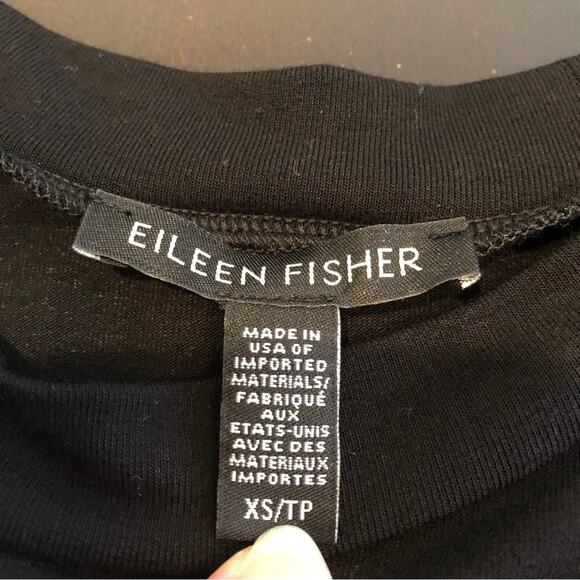 Eileen Fisher black long sleeve side slit hem tunic dress size Extra Small XS - Picture 10 of 11